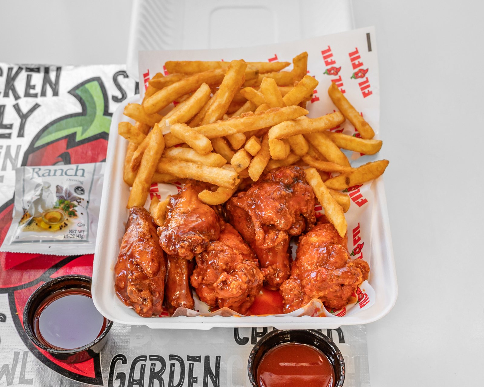 Wings and fries in downtown Milwaukee